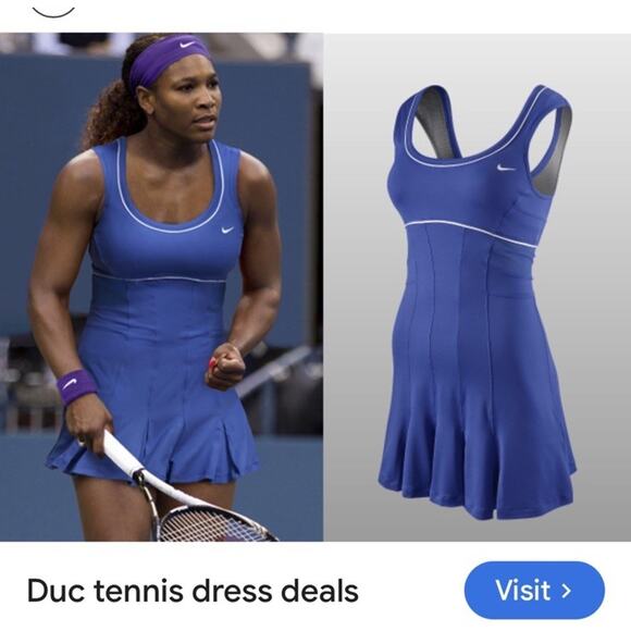 Serena Williams nike DUC Tennis dress S blue australian open 2012 Pleated Sheer - Picture 3 of 16